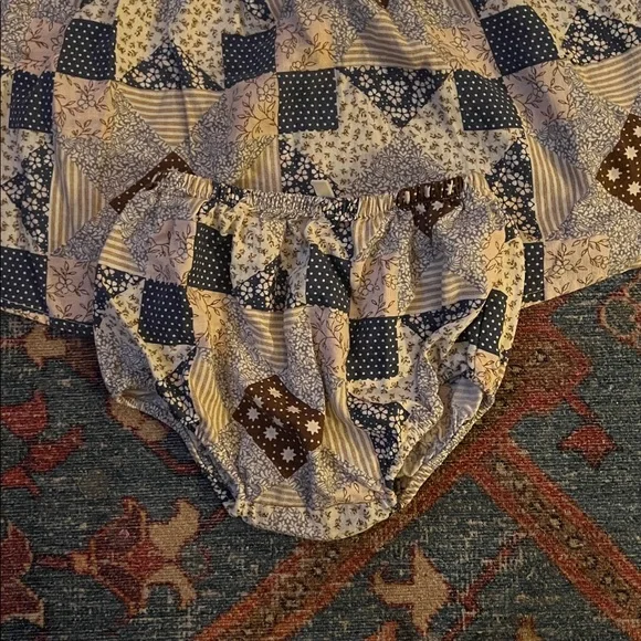 Rylee + Cru Textured Baby Outfit in Blue and Brown - Picture 2 of 4